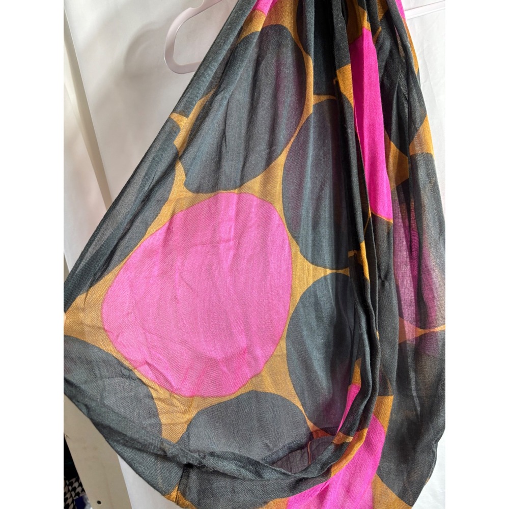 Infinity‎ Scarf Large Circles Pattern Pink Black Gold Lightweight Loop - Picture 2 of 2